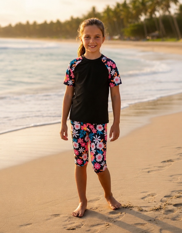 Modest Mermaid - Midnight Bloom Girls Set SPF50+