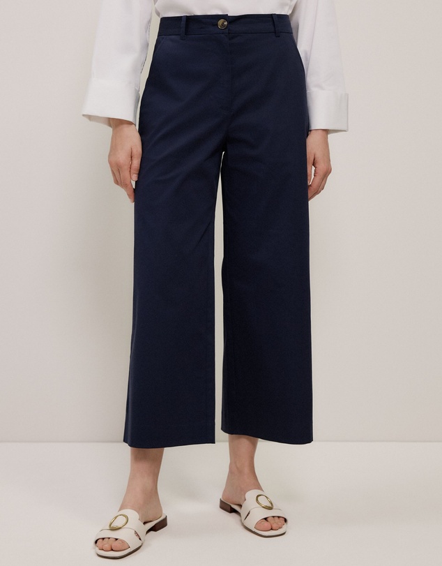 Trenery - Cropped Wide Leg Chino Pant in Night Sky