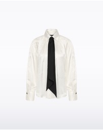 Carla Zampatti - White Jacquard Spot Contrast Scarf Top