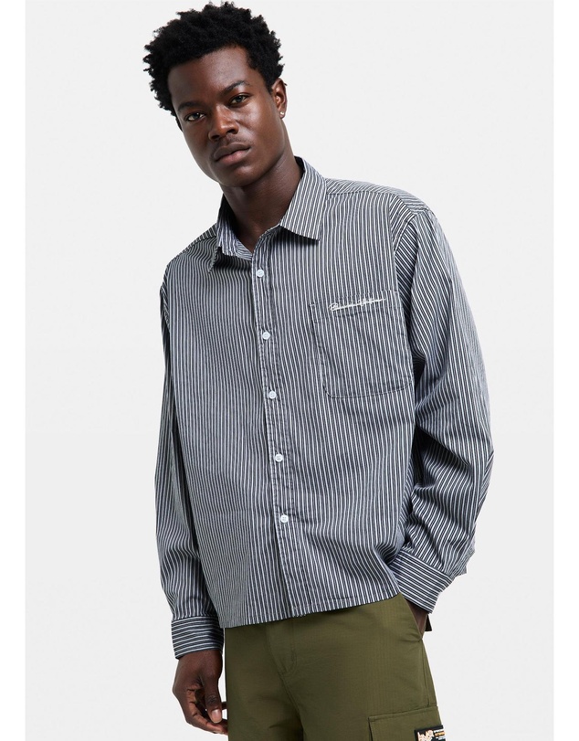 Black Noise White Rain - Miami Striped Long Sleeve Shirt