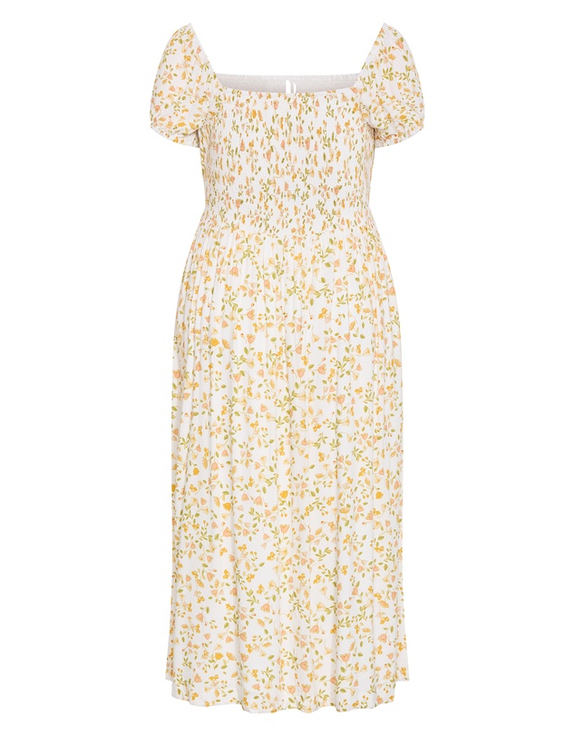 City Chic - Plus size Abbie Short Sleeve Blossom Print Maxi Dress - ivory