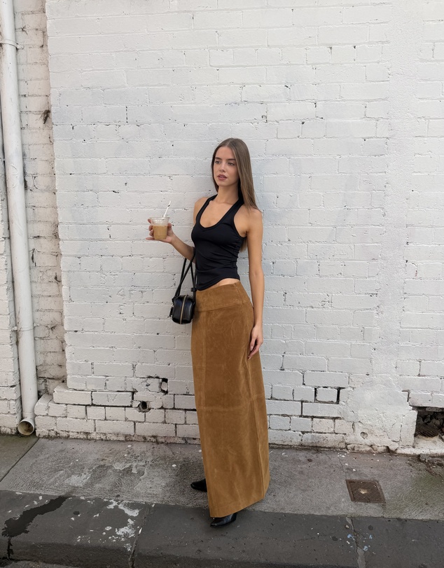Dazie - Bailey Faux Suede Midi Skirt