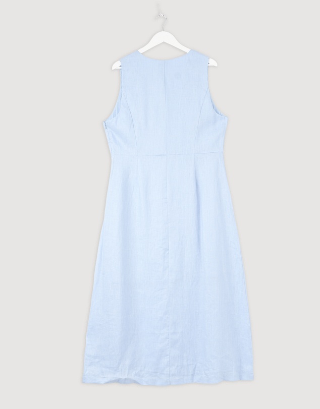 Revibe - Repaired AERE Cari Bead Detail Linen Midi Dress - AU 18