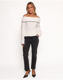 Petal & Pup - Yoana Off Shoulder Knit Sweater - White