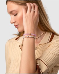 Nialaya Jewellery - Wristband with Amethyst Lavender and Gold