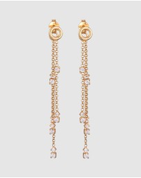 Elli Jewelry - Earrings Ear Hanger Chain Design with Zirconia in 925 Sterling Silver Gold Plated
