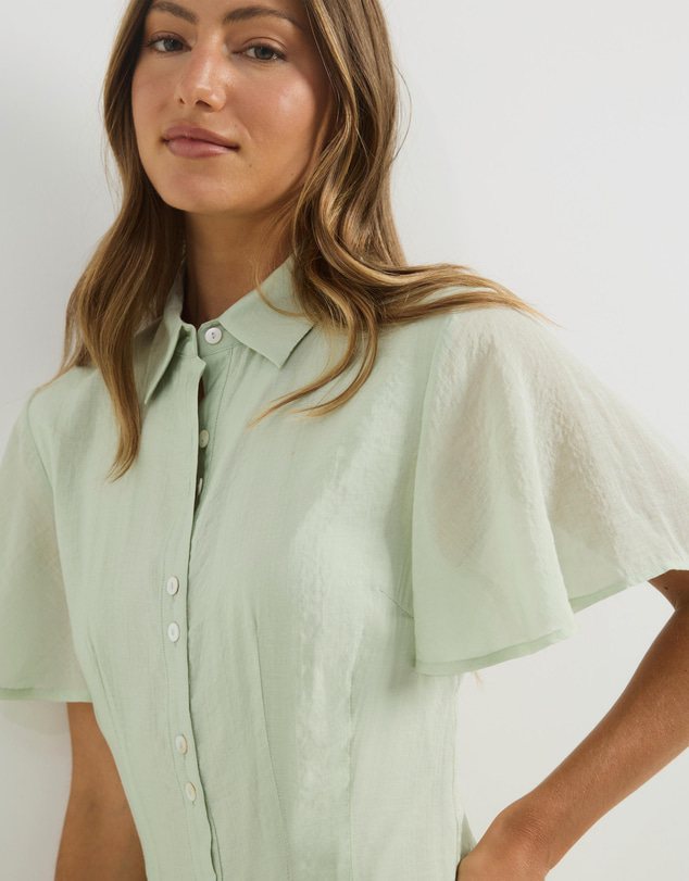 Atmos&Here - Kate Pin Tuck Detail Midi Shirt Dress