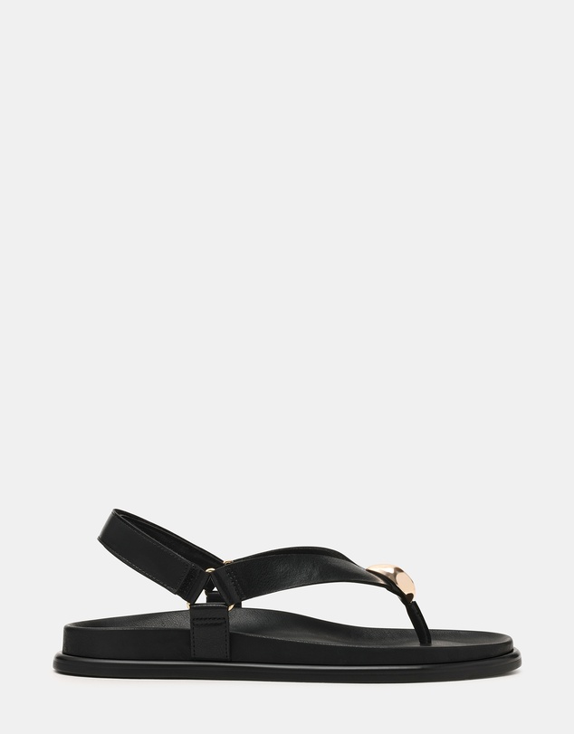Steve Madden - Elvia Black Leather Sandals