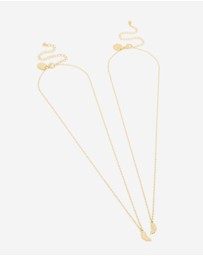Lovisa - Waterproof Gold Plated Stainless Steel BFF Angel Wings Necklaces 2-Pack