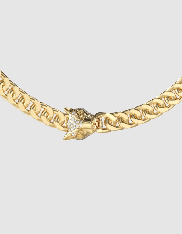 GUESS - GUESS Mens Gold-Tone Panther Chain Necklace