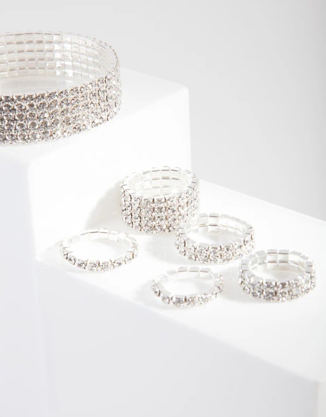 Lovisa - Silver Diamante Cupchain Bracelet & Ring Set