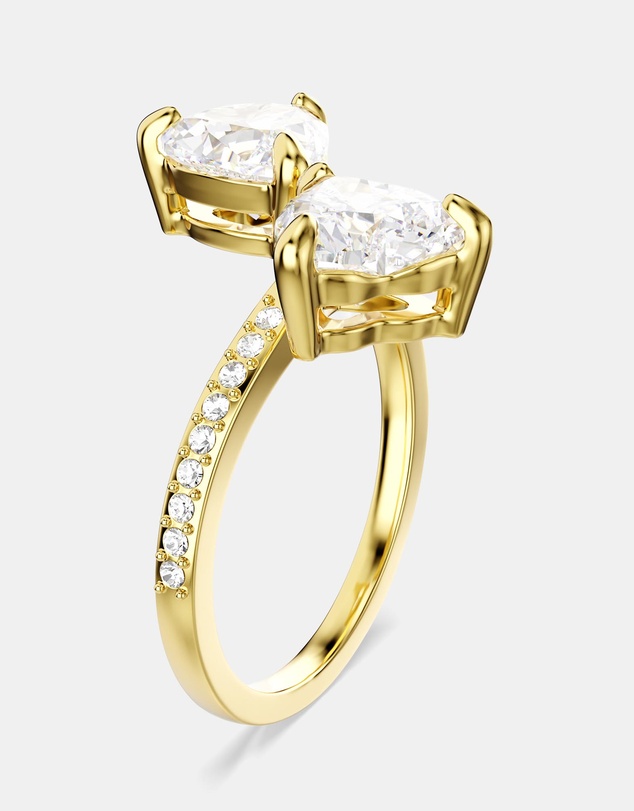 Swarovski - Mesmera Open Ring, Heart Cut, Pavé, White, 18K Gold Finish