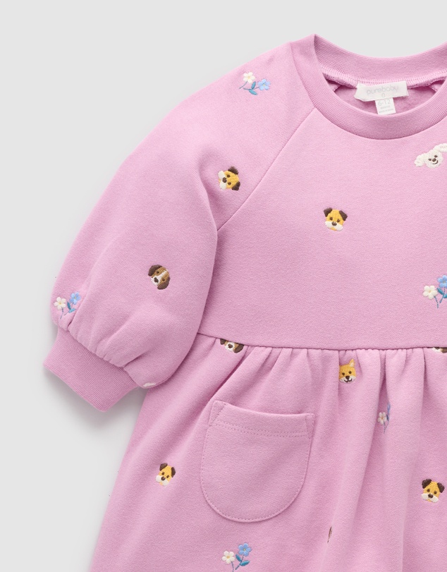 Purebaby - Puppy Embroidered Dress-Kids-Babies