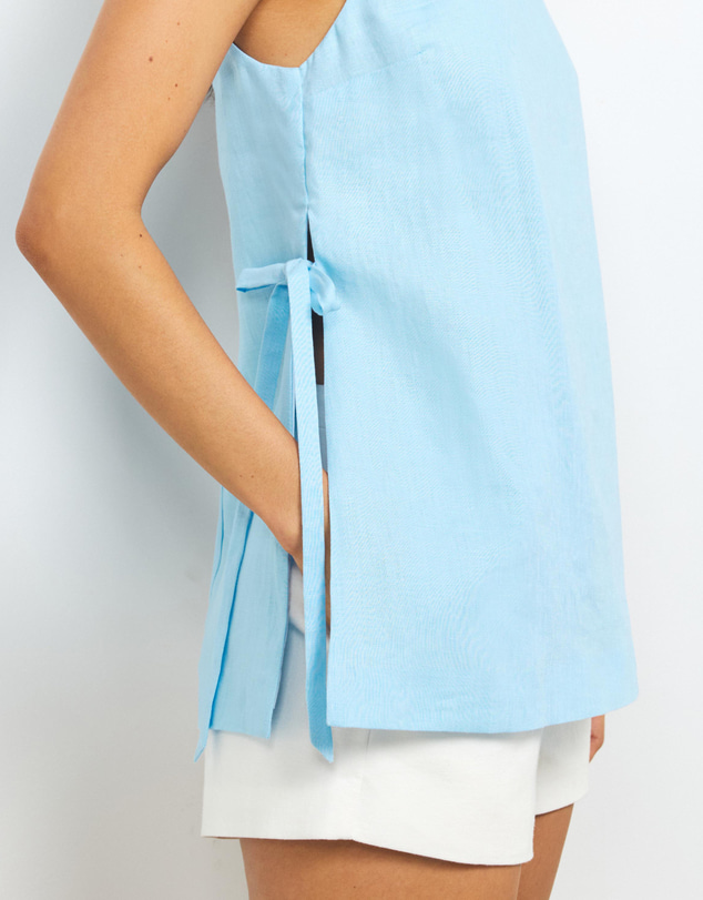 AERE - Maisie Linen Tie Side Top