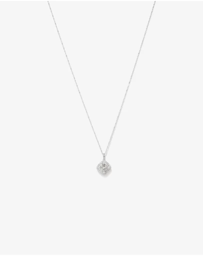 Michael Hill - 0.65 Carat TW Cushion Shaped Diamond Cluster Pendant with Chain in 10kt White Gold
