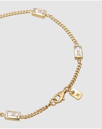 Kuzzoi - ICONIC EXCLUSIVE - Bracelet Male Rectangle Topaz White 925 Sterling Silver Gold Plated