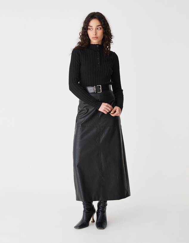 Forcast - Inez Mock Neck Henley Knit