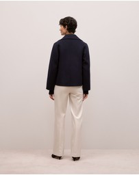 Trenery - Double Faced Wool Peacoat in Night Sky