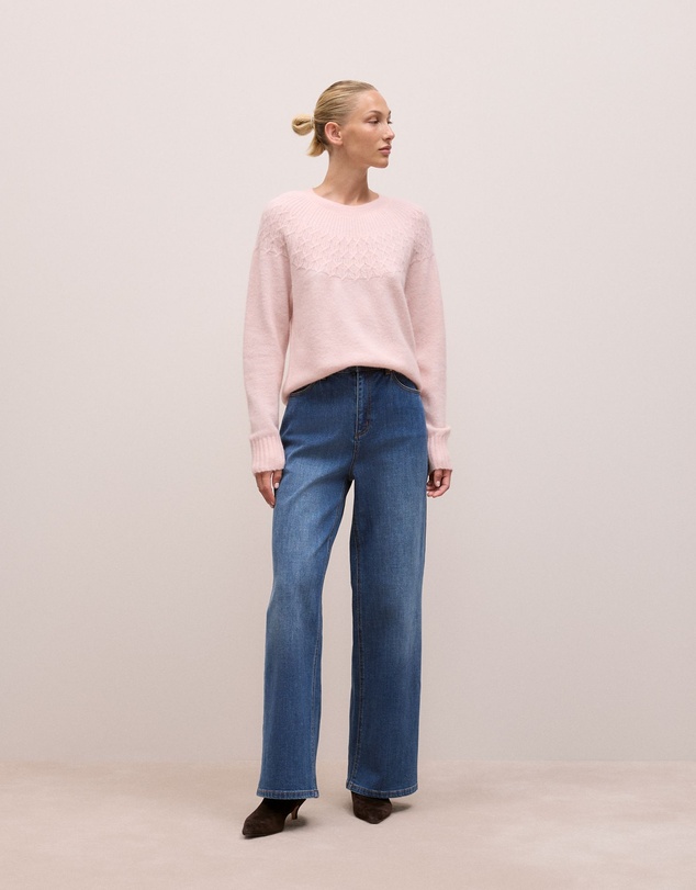 Trenery - Alpaca Merino Cable Yoke Knit in Rose Quartz