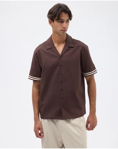 AERE - Contrast Linen Blend Shirt