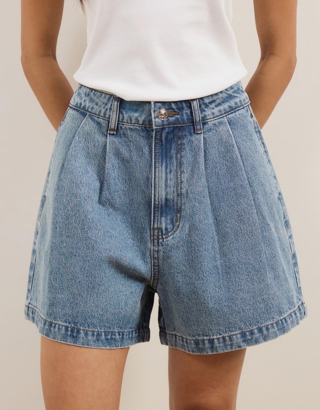 Atmos&Here - Devon Pleated Denim Shorts