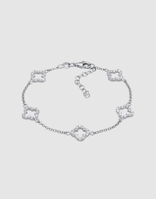 Elli Jewelry - Bracelet with Stones Cloverleaf Zirconia 925 Sterling Silver