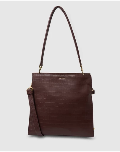 SABEN - Beatrice Shoulder Bag Espresso Croc