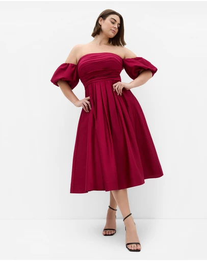 City Chic - Rosalee Puff Sleeve Midi Dress
