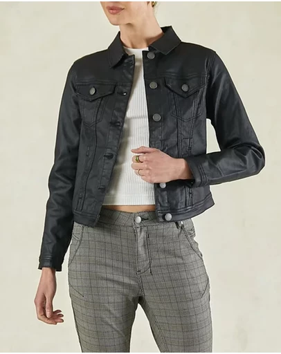 DRICOPER DENIM - Dita Coated Denim Black Jacket