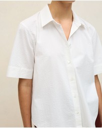 Trenery - Cotton Seersucker Short Sleeve Shirt in White