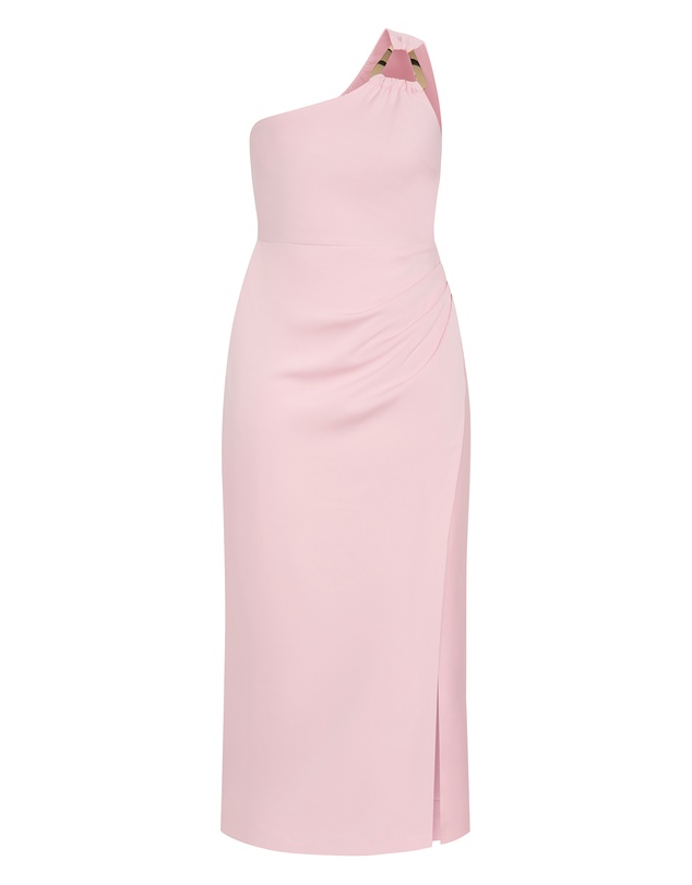 City Chic - Plus size Jayne One Shoulder Maxi Dress - heavenly pink