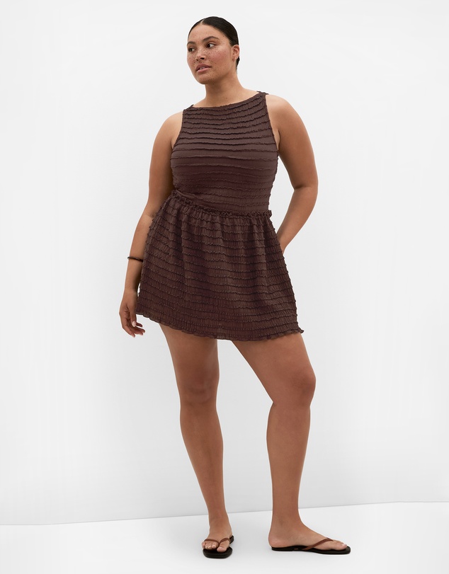 City Chic - Plus size Sheree Sleeveless Ruched Mini Dress - chocolate