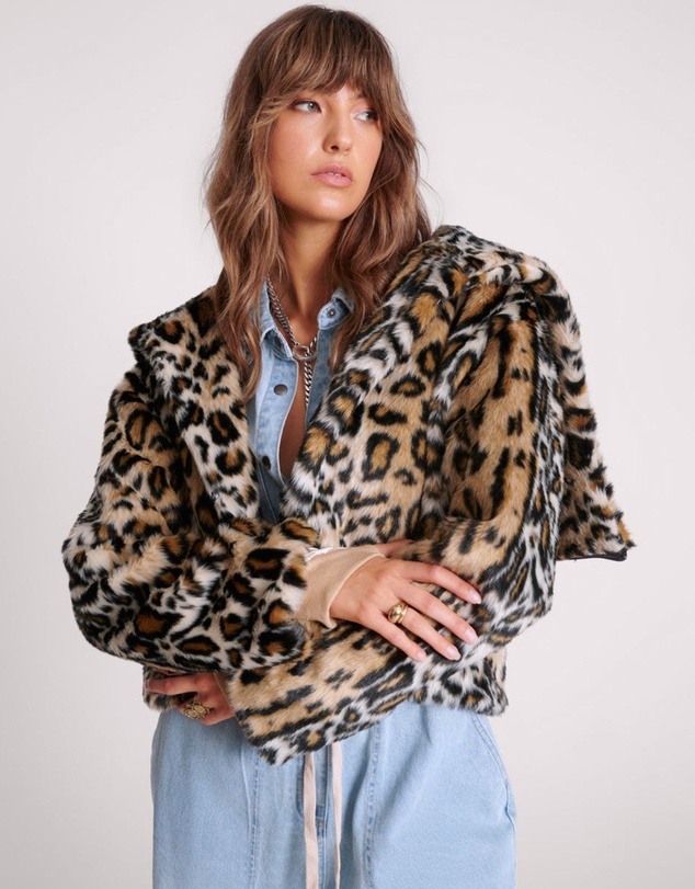 ONE TEASPOON - Faux Leopard Split Hood Jacket