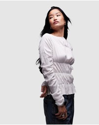 TOPSHOP - Shirred Slash Neck Top