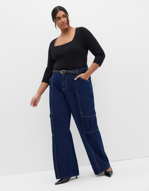 City Chic - Plus sizeAnny Square Neck Top - black