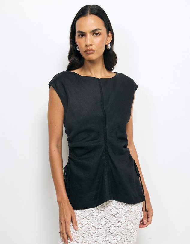 AERE - Aria Linen Trim Detail Top