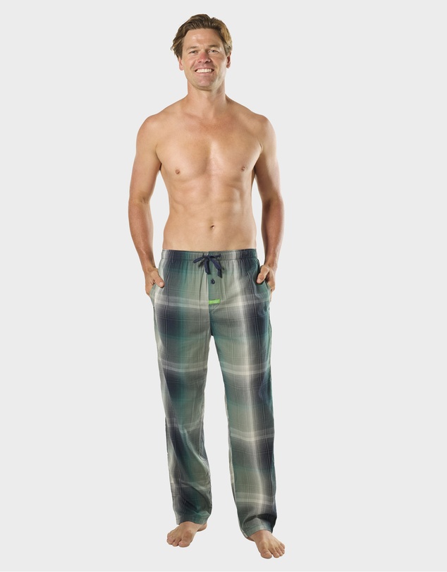 Mitch Dowd - Mens Green Check Bamboo Pyjama Pant - Green