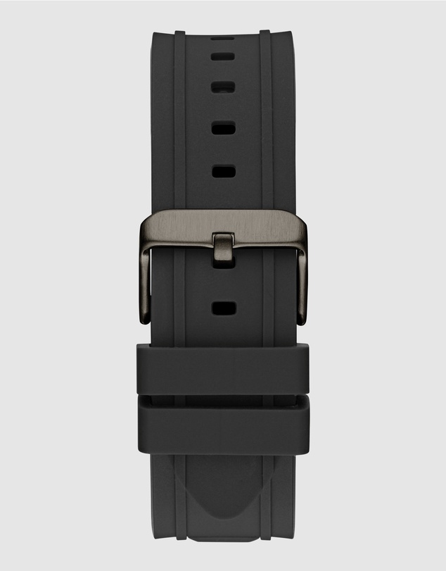 GUESS - Multifunction Gold-Tone 46mm Black Dial and Silicone Strap Men's Watch