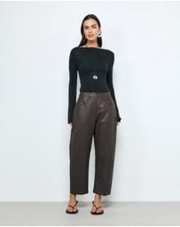 AERE - Sienna PU Barrel Leg Pants
