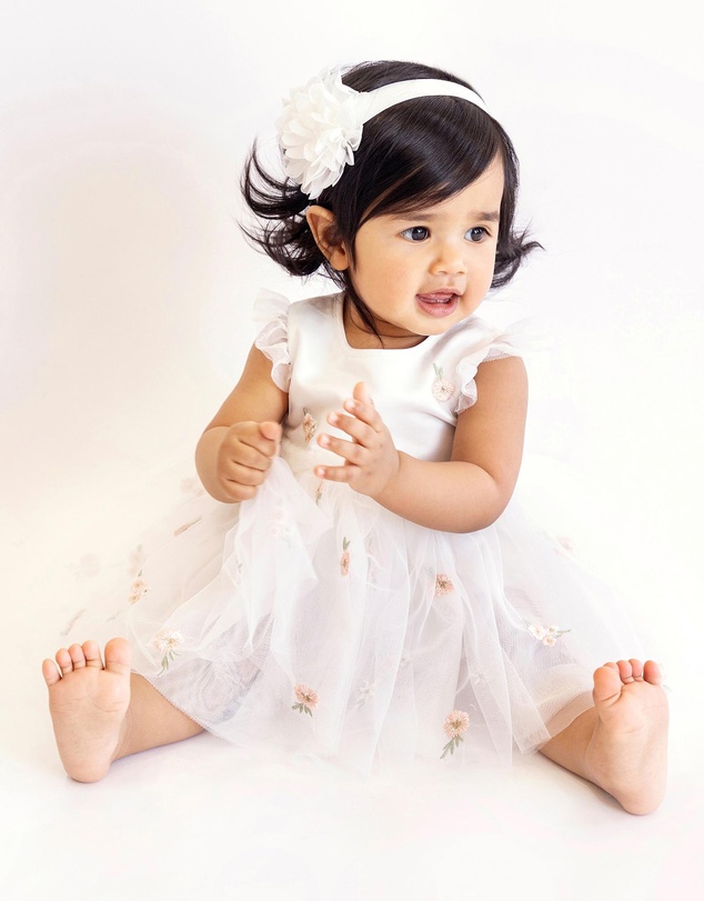 Bebe by Minihaha - Floral Embroidered Tulle Overlay Dress - Babies