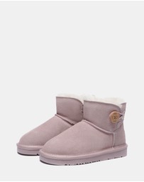 EVERAU - Australian Shepherd Ugg Nolan Kids Mini Button Cow Suede Upper UGG Boots