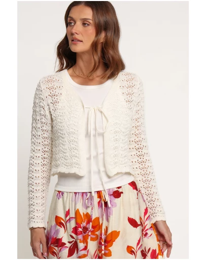 Petal & Pup - Magnolia Tie Front Cardigan - Cream