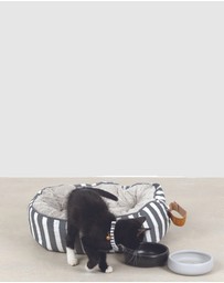 Mog & Bone - Hemp Cat collar - Charcoal Hampton stripe Print