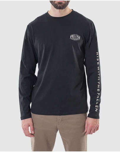 Fallen Footwear - Fallen Footwear Men Tradition Tee Jumper Regular Fit Black/Off-White