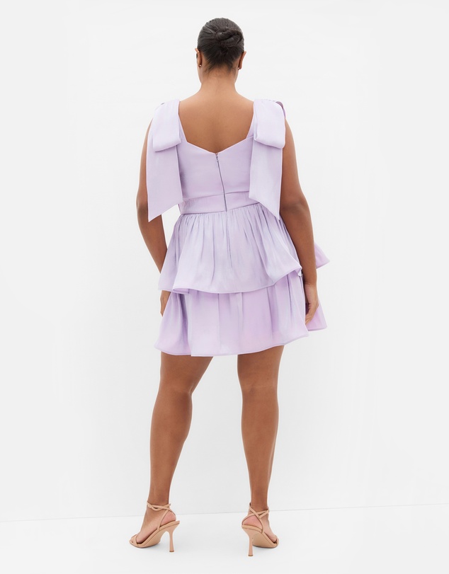 City Chic - Plus size Betty Bow Mini Dress - lilac