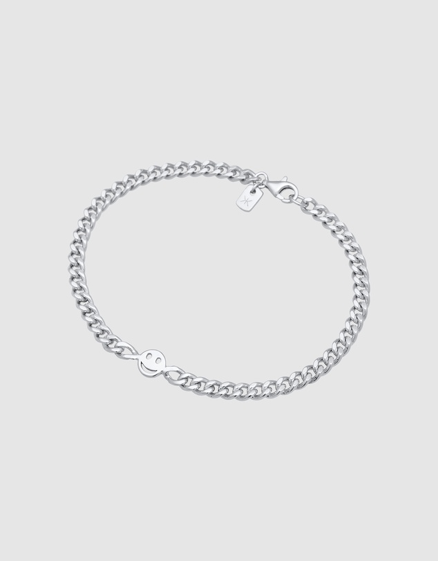 Kuzzoi - ICONIC EXCLUSIVE - Curb Chain Bracelet with Smiling Charm in 925 Sterling Silver