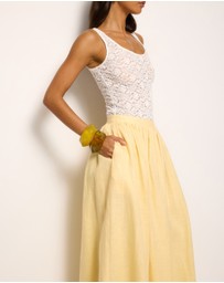 AERE - Tiera Gathered Midi Skirt