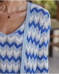 Sosandar - Chevron Print Longline Cardigan