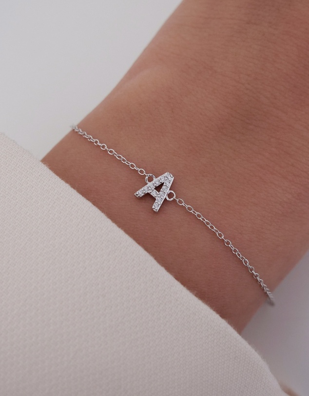 The Silver Collective - A-Z Letter Bracelet Silver - A