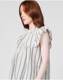 MVN - Printed Ruffle Sleeve Top